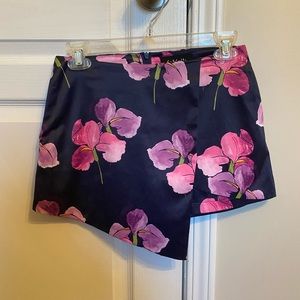 Purple & Pink Floral Satin Skort